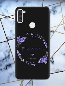 Матовий чорний чохол на Samsung Galaxy A11 рельєфний дизайн Лавандовий віночок принт 19