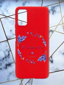 Матовий червоний чохол на Xiaomi Redmi Note 11 4G рельєфний дизайн Лавандовий віночок принт 19