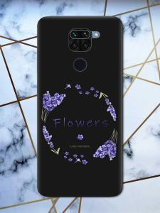 Матовий чорний чохол на Xiaomi Redmi Note 9 рельєфний дизайн Лавандовий віночок принт 19