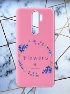 Матовий рожевий чохол на Xiaomi Redmi Note 8 Pro рельєфний дизайн Лавандовий віночок принт 19