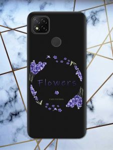 Матовий чорний чохол на Xiaomi Redmi 9C рельєфний дизайн Лавандовий віночок принт 19