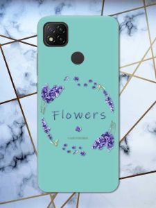 Матовий бірюзовий чохол на Xiaomi Redmi 9C рельєфний дизайн Лавандовий віночок принт 19