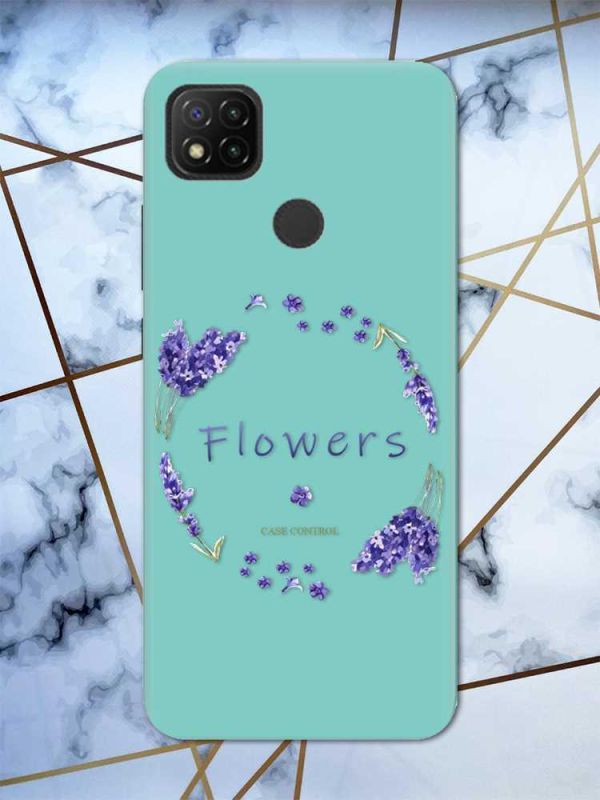 Матовий бірюзовий чохол на Xiaomi Redmi 9C рельєфний дизайн Лавандовий віночок принт 19
