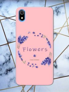 Матовий рожевий чохол на Xiaomi Redmi 7A рельєфний дизайн Лавандовий віночок принт 19