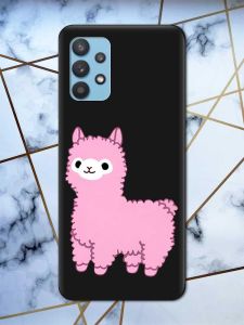 Матовий чорний чохол на Samsung Galaxy A32 дизайн Лама рожева принт 100