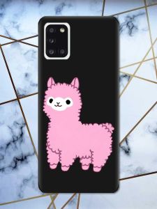 Матовий чорний чохол на Samsung Galaxy A31 дизайн Лама рожева принт 100