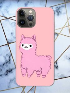 Матовий рожевий чохол на Apple iPhone 13 Pro дизайн Лама рожева принт 100