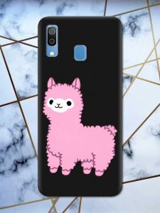 Матовий чорний чохол на Samsung Galaxy А30 (2019) / А20 (2019) дизайн Лама рожева принт 100