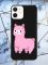 Матовий чорний чохол на Apple iPhone 12 / 12 Pro (6.1) дизайн Лама рожева принт 100