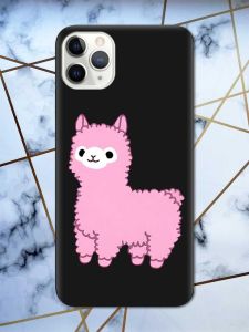 Матовий чорний чохол на iPhone 11 Pro Max (6.5) дизайн Лама рожева принт 100