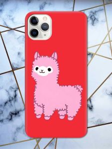 Матовий червоний чохол на iPhone 11 Pro Max (6.5) дизайн Лама рожева принт 100