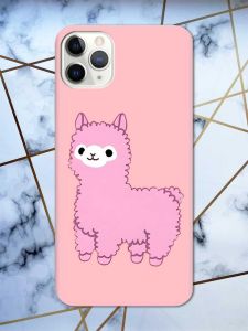 Матовий рожевий чохол на iPhone 11 Pro Max (6.5) дизайн Лама рожева принт 100