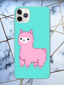Матовий бірюзовий чохол на iPhone 11 Pro Max (6.5) дизайн Лама рожева принт 100