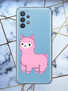 Прозорий чохол на Samsung Galaxy A32  дизайн Лама рожева принт 100