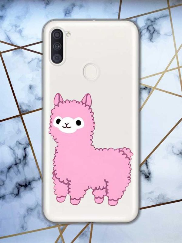 Прозорий чохол на Samsung Galaxy A11 дизайн Лама рожева принт 100