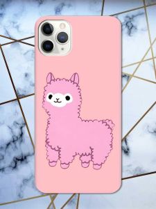 Матовий рожевий чохол на Apple iPhone 11 (6.1) дизайн Лама рожева принт 100