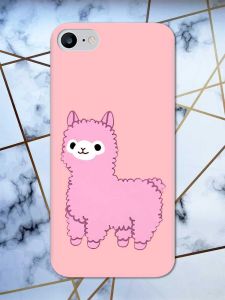 Матовий рожевий чохол на iPhone 7 / 8 дизайн Лама рожева принт 100