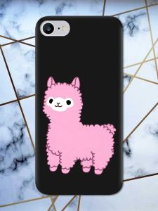 Матовий чорний чохол на iPhone 7 / 8 дизайн Лама рожева принт 100