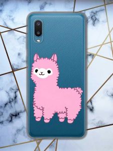 Прозорий чохол на Samsung Galaxy A02 / A022 (2021)  дизайн Лама рожева принт 100