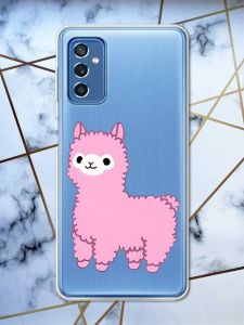 Прозорий чохол на Samsung Galaxy M52 дизайн Лама рожева принт 100