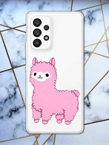 Прозорий чохол на Samsung Galaxy A53  дизайн Лама рожева принт 100