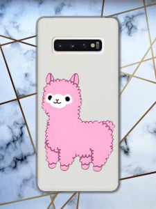 Прозорий чохол на Samsung Galaxy S10 дизайн Лама рожева принт 100