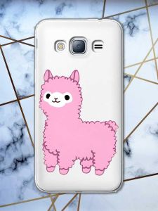 Прозорий чохол на Samsung Galaxy J3 2016 J310 дизайн Лама рожева принт 100