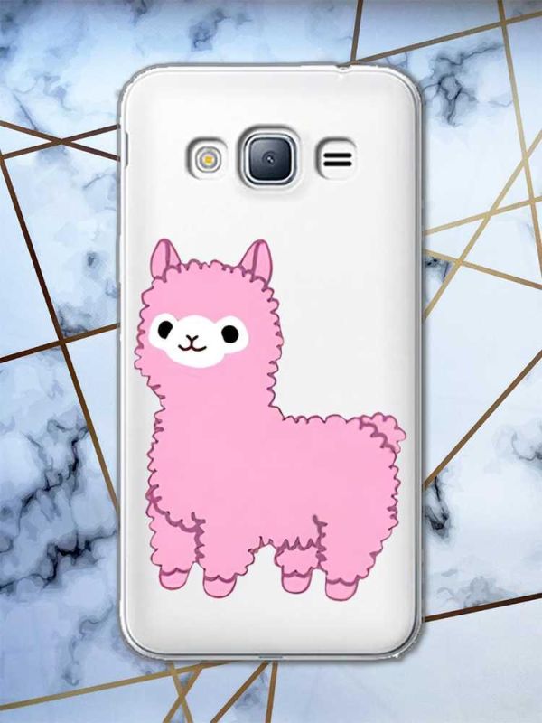 Прозорий чохол на Samsung Galaxy J3 2016 J310 дизайн Лама рожева принт 100