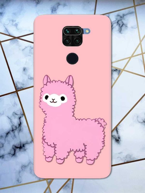 Матовий рожевий чохол на Xiaomi Redmi Note 9 дизайн Лама рожева принт 100