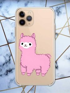 Прозорий чохол на Apple iPhone 11 Pro (5,8) дизайн Лама рожева принт 100