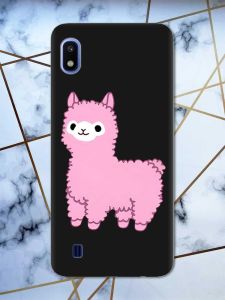 Матовий чорний чохол на Samsung Galaxy А10 (2019) А105 дизайн Лама рожева принт 100