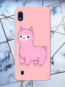 Матовий рожевий чохол на Samsung Galaxy А10 (2019) А105 дизайн Лама рожева принт 100