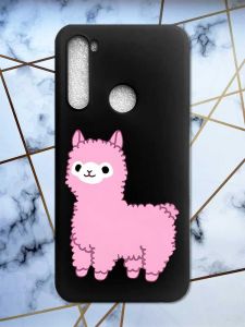 Матовий чорний чохол на Xiaomi Redmi Note 8 дизайн Лама рожева принт 100