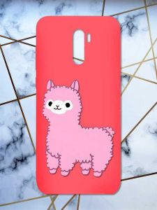 Матовий червоний чохол на Xiaomi Redmi Note 8 Pro дизайн Лама рожева принт 100