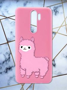 Матовий рожевий чохол на Xiaomi Redmi Note 8 Pro дизайн Лама рожева принт 100