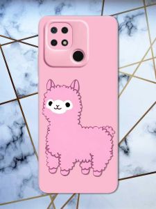 Матовий рожевий чохол на Xiaomi Redmi 10C дизайн Лама рожева принт 100