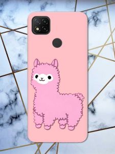 Матовий рожевий чохол на Xiaomi Redmi 9C дизайн Лама рожева принт 100