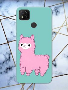 Матовий бірюзовий чохол на Xiaomi Redmi 9C / 10A дизайн Лама рожева принт 100