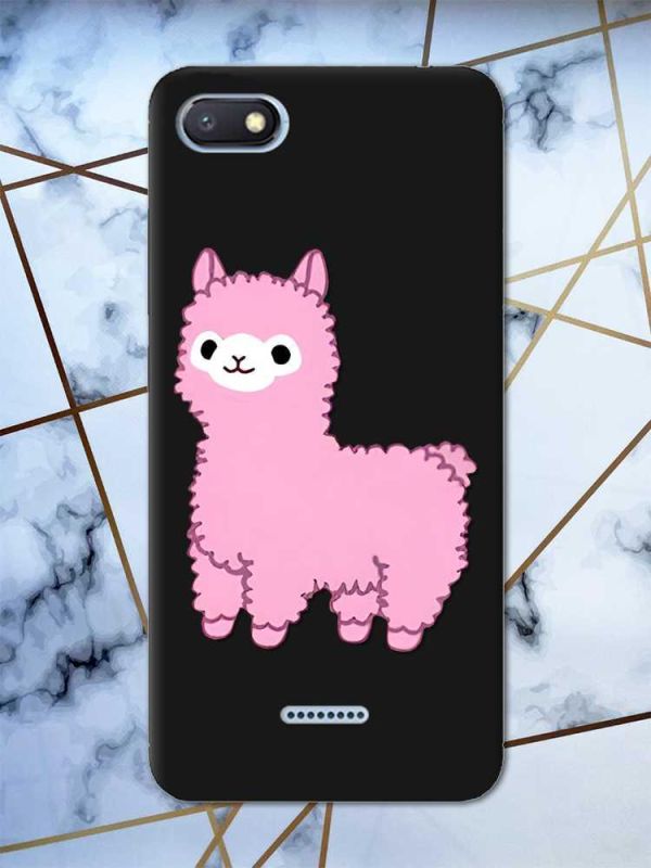 Матовий чорний чохол на Xiaomi Redmi 6A дизайн Лама рожева принт 100