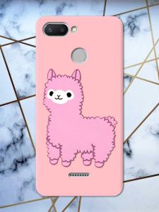 Матовий рожевий чохол на Xiaomi Redmi 6 дизайн Лама рожева принт 100