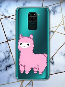 Прозорий чохол на Xiaomi Redmi Note 9 :: Лама рожева (принт 100)