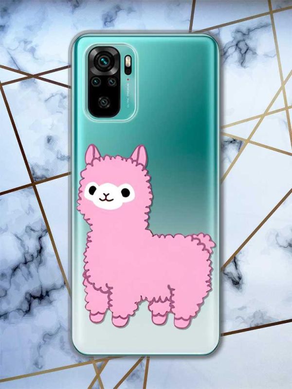 Прозорий чохол на Xiaomi Redmi Note 10 / Note 10s :: Лама рожева (принт 100)
