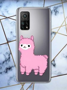Прозорий чохол на Xiaomi Mi 10T / Mi 10T Pro :: Лама рожева (принт 100)