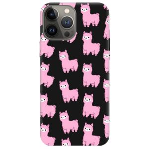 Матовий чорний чохол на Apple iPhone 13 Pro дизайн Лами рожеві принт 101