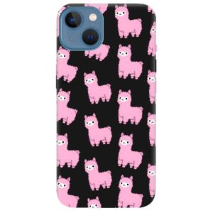 Матовий чорний чохол на Apple iPhone 13 дизайн Лами рожеві принт 101