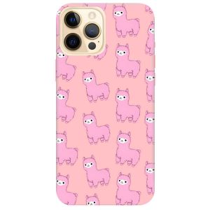 Матовий рожевий чохол на Apple iPhone 12 Pro Max дизайн Лами рожеві принт 101