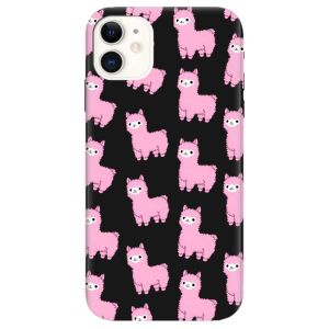 Матовий чорний чохол на Apple iPhone 11 (6.1) дизайн Лами рожеві принт 101