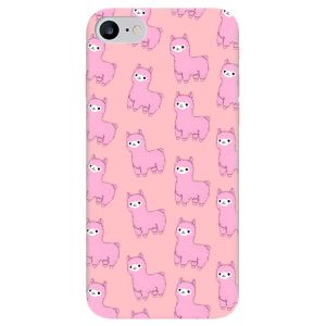 Матовий рожевий чохол на iPhone 7 / 8 дизайн Лами рожеві принт 101