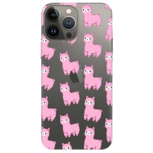 Прозорий чохол на Apple iPhone 13 Pro дизайн Лами рожеві принт 101