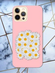 Матовий рожевий чохол на Apple iPhone 12 Pro Max рельєфний дизайн Букет ромашок принт 40